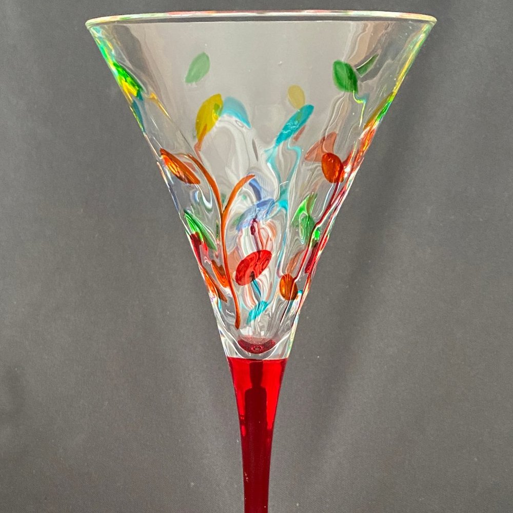 CC Zecchin water / champagne glass, "Laurus" pattern.  Italian. "Murano style"